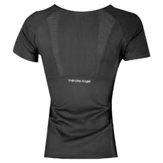 KR SKANGEL 女款透氣網紗拼接修身運動上衣 - 玫瑰/黑色/藏青, L