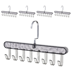 SP SAUCE 省空間8連勾吊帶衣架, PET樹脂+不鏽鋼掛勾, 透明/透明灰色, 5個