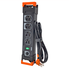 PowerSync 群加 1開4插鋁合金防雷擊抗搖擺延長線, 1.8m, 黑色, 1條