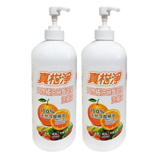 真柑淨 柔軟熊橘油碗盤蔬果洗滌液 Set 2瓶，100%天然冷壓橘油, 1L
