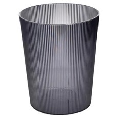 台灣 Life plus 北歐現代輕奢立體條紋透明圓形無蓋垃圾桶 12L, 晶透黑, 1層