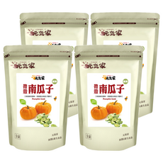 元氣家 綠茶帶殼南瓜子, 低溫烘焙非油炸, 嚴選大粒南瓜子, 飽滿口感, 200g, 4包