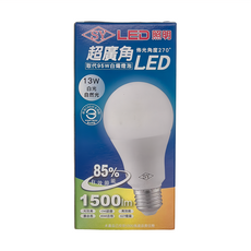 SY 聲億科技 13W 超廣角LED燈泡, 270度 仿光角度, 取代95W白熾燈泡, 白光, 1個