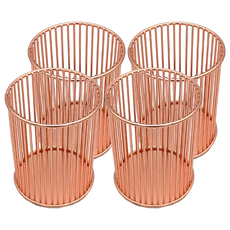 金屬圓形收納筆筒, 玫瑰金, 4個