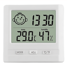 unopan 屋諾 多功能電子溫度計, 實時監測溫濕度，可愛表情顯示，時間日期顯示, 1支, 白色