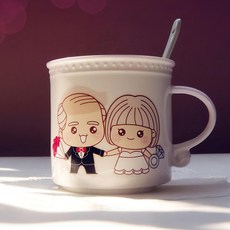 iSFun 浪漫一生變色馬克杯 附湯匙, 米色, 1個