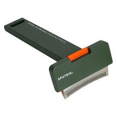 SPUTNIK 寵物梳子 綠色 一鍵除毛 圓弧梳齒 寵物清潔護理, 1支