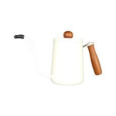 FANCY LIFE 木手柄咖啡手沖壺, 600ml 白色, 木柄, 1個