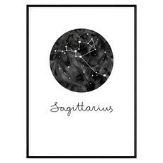 射手座 Sagittarius 星座掛畫, 黑色