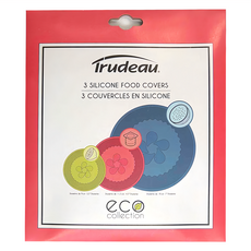 Trudeau Eco矽膠保鮮蓋3入組, 大款(直徑18 x 高0.5cm) + 中款(直徑11.5 x 高0.5cm) + 小款(直徑9 x 高0.5cm), 藍色 + 紅色 + 黃色, 1組