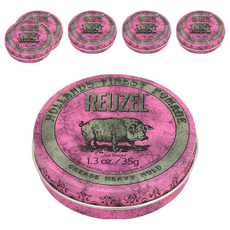 REUZEL 粉紅豬超強髮油 Pink Pomade Grease, 輕鬆塑造男士油頭造型, 35g, 6件