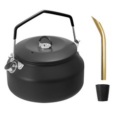 FUJI-GRACE 富士雅麗 304不鏽鋼露營煮水壺套裝 1000ml 搭配短壺嘴, 黑色, 1組