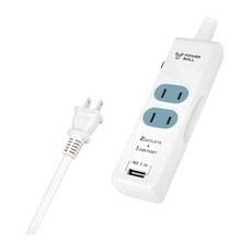 POWER BULL 動力公牛 多功能1USB 2插延長線 USB 2.1A, 1.8m, 白色, 1個