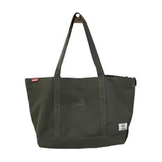 E.City 復古純色仿古大方包 帆布手提包, 墨綠色
