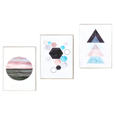 STYLEG 時代家居 板畫有框畫 Set 3個 密度板 PS外框板, 39 x 29cm, 北歐幾何