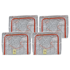 TengYue 超大透明雙開收納箱 優質面料 可疊加 大容量, 40 x 40 x 50cm, 橘紅色, 4個