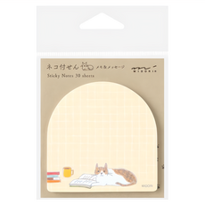 日本 MIDORI 療癒便利貼-書與貓 19097 格子內頁 辦公記事好幫手, 1本, 30枚入