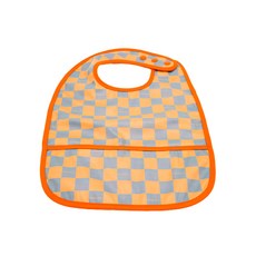 GRECH & CO. 防水圍兜, 三段式壓扣, 可調整脖圍, 大口袋設計, 藍黃格, 1入, 1個