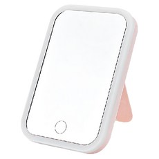 LED化妝鏡, 帶燈光, 可調節亮度, USB充電, 135° 旋轉摺疊, 粉色