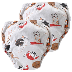 我家寶貝 寶寶學習褲 6層紗嬰兒布尿褲, 灰貓, 2件