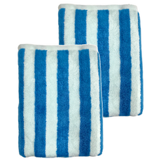 Crocodile 鱷魚 經典風情條紋浴巾 66*137CM 480G 100%棉 台灣製, 藍色, 2條