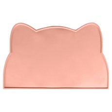 JDS 矽膠防溢寵物貓頭造型餐墊 44 x 24cm, 1個, 櫻花粉