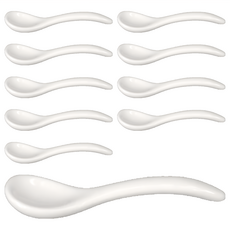 大同磁器 辣油小匙 - 精緻調味匙 小巧易收納, 10支, 白色