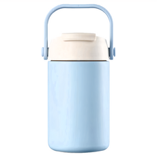 川本之家 真空小胖叮保溫壺, 500ml #304不鏽鋼材質 吸管管身矽膠 耐冷耐熱, 藍色, 1個