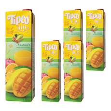 Tipco 芒果綜合果汁, 100%天然果汁, 無防腐劑, 無人造香料, 不添加糖, 無著色劑, 1L, 5瓶