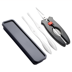 吃蟹工具3件組 鋅鋁合金+304不鏽鋼+ABS材質, 龍蝦螃蟹剪 17.8 x 4.6cm + 蟹針 挖肉 17cm 挑肉 16cm, D247, 1組