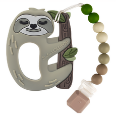 Loulou LOLLIPOP 嬰幼兒造型固齒器奶嘴鍊夾 - 樹懶系列, 鏈夾 + 固齒器, 森林系, 1入