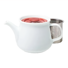 Saikai 西海陶器 日本陶瓷茶壺, 簡約白瓷大容量, 附304不鏽鋼濾網, 扶桑紅, 525ml, 1個