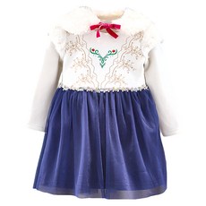 Kori Deer 可莉鹿 保暖毛領長袖洋裝 女童萬聖節角色扮演禮服, 110, 冰雪安娜, 1入