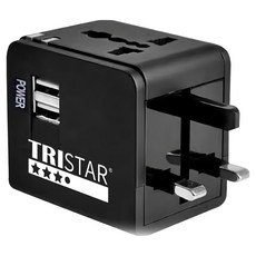 TRISTAR 三星牌 萬國充電器轉換插頭 3孔 TS-USB170, 1個, 6.3cm, 霧夜黑
