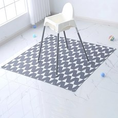 防污地墊 130 x 130cm 防水防污 居家地墊, W型幾何 灰色 + 白色, 1個