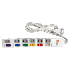 SUPERCELL 超電王 6開6插6尺2P延長線, 180°轉向平貼式插頭, 4N級高純度無氧銅, 耐高溫防火材質, 1.8m, SNB266-6, 1條