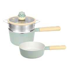 NEOFLAM 小龍系列 鑄造鍋具四件組, 單柄湯鍋16cm + 蒸籠 + 小炒鍋16cm + 玻璃蓋, EC-DG-S16I-SP4, 1組