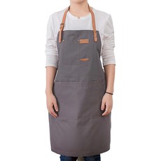 葉子小舖 工業風工作圍裙, 皮帶款, 日系簡約時尚設計, 單一尺寸, 灰色, 1件