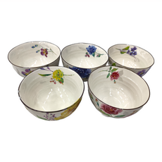 Minoya 美濃焼 吉祥飯碗 5入 陶瓷 日本製造 11cm, 玫瑰, 1組