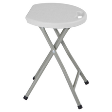 Cotton Field 棉花田傢飾 海爾多功能加強型耐重折疊圓凳, HDPE椅面, 鋼管椅腳, 米白色, 1個