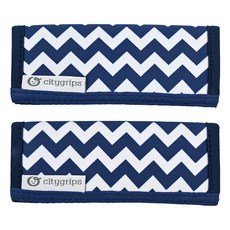 choopie CityGrips 推車手把套 Set 2入, 潛水布材料 柔軟耐用抗髒汙, 魔鬼氈貼合 適用於多數嬰兒推車, 藍白波浪, 1組