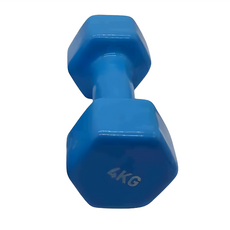 SC優選 鑄鐵實心六角磨砂浸塑啞鈴 4kg 藍色 磨砂面 居家健身, 1個