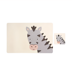 Premier 杯墊長方餐墊組 PP塑料, 杯墊10.5 x 10.5 x 0.1cm 2個 + 餐墊43.5 x 28.5 x 0.1cm 2個, 斑馬, 1組