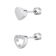 Brilliant Beauty 耀眼美人 心心相印後鋯石鑽鈦閃耀不銹鋼耳環