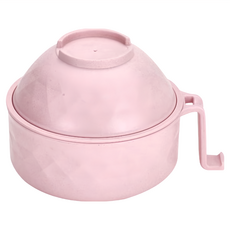 竹纖維瀝水泡麵碗 + 餐具組, 1組, 粉色