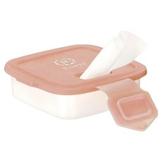 Roaze 柔仕 乾濕兩用巾矽膠抽取盒,附乾濕兩用嬰兒紗布毛巾,食品容器材質,雙重鎖水結構,加贈附掛扣帶, 粉色, 1個