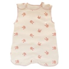 愛北鼻 棉花糖背心式防踢被, A類純棉紗布, 前4後2層, XL, 粉色小兔子