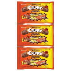 LOTTE 樂天 CRUNKY 迷你雙重可可脆 405g，迷你可可脆點心棒，酥脆口感，濃郁花生香氣，獨立包裝，方便攜帶, 3袋