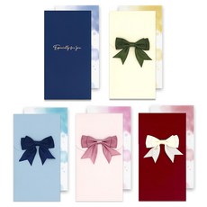 Mameul Dama 蝴蝶結直式信封5入及信紙5入組, 海軍藍,黃色,天藍色,粉紅色,酒紅色, 5張