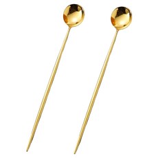 瑞典廚房 不鏽鋼冰勺/攪拌匙/咖啡勺/冰沙匙/甜點勺/冰品/甜品/湯匙 19cm, 2支, 單件, 金色